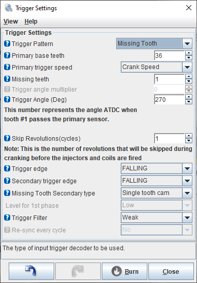 Configuring the Missing Tooth pattern