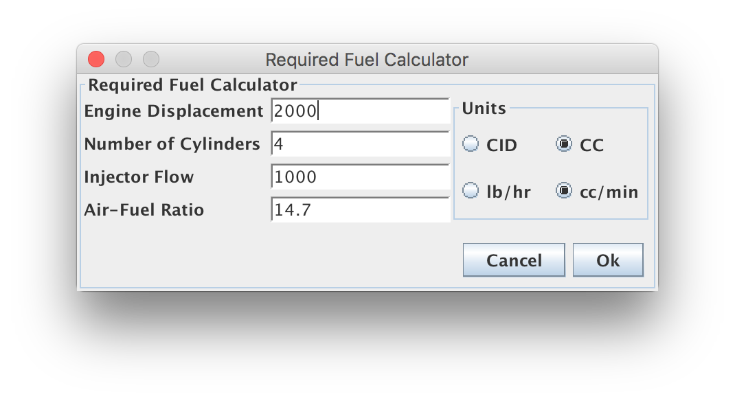 Required fuel calculator