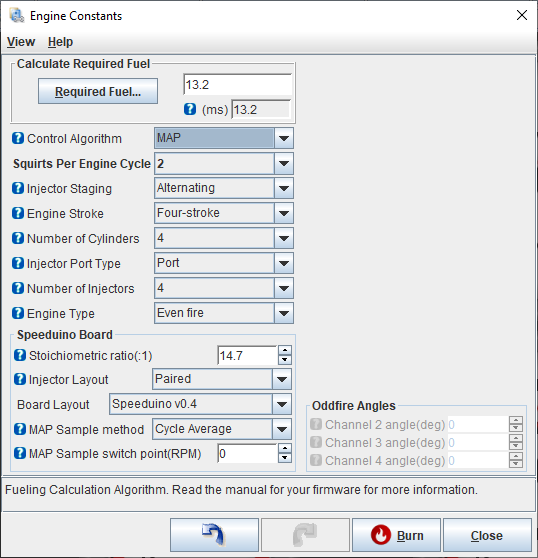 Engine constants dialog