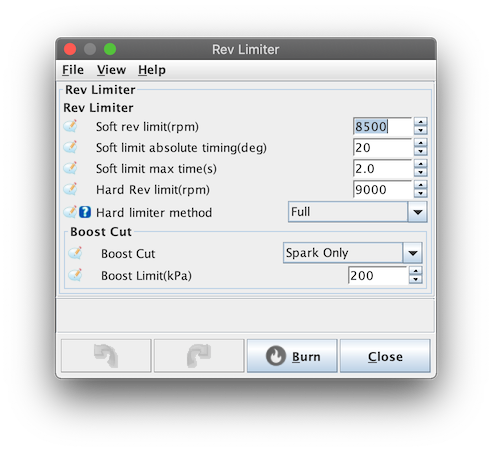 Rev limiter settings